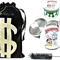 Metal Herb Crusher White Backwoods Rick Monty Grinder (50mm/4 Part Grinder) 2 Inch Weed Crusher Included Velvet Pouch & Accessories-picture-27