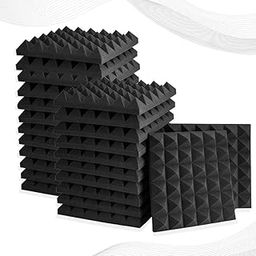 UltraMute® Acoustic Foam Pyramid Acoustic Panel Density 50 kg/m3 Premium Grade 18 PCS 12" X 12" X 50 mm Color Black-12