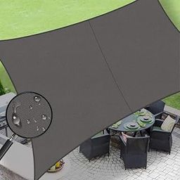 MetDeals Outdoor Water Repellent Sun Shade Sail Canopy Rectangle Complete UV & Rain Protection for Car Parking,Patio and Garden,Backyard Lawn with SS Triangle & Rope (Grey 9.5 X 5 Feet)-image-84
