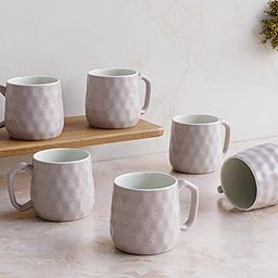 The Earth Store Lavender Pebble Ceramic Tea Cups Set of 6 Small Coffee Chai Serving Cups Microwave Safe Ideal Gifts for Anniversary, Housewarming Parties | Diwali Gifts for Family and Friends 200 ML-16