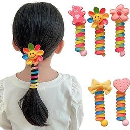Cots and Cuddles 5pc Spiral Hair Ties for Girls – Telephone Wire Design, No-Crease, No-Tangle, Strong Grip Elastic Hair Bands for Ponytail & Bun – Stylish & Durable Hair Accessories-84