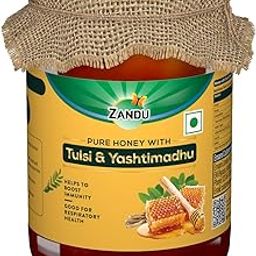 Zandu Pure Honey with Tulsi & Yashtimadhu - Use the Goodness of this Perfect Blend of Ingredients to help Boost Immunity | Supports Respiratory Health & Improves Energy Levels (Pack of 650 g)-image-51
