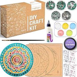 Craftinger Pro Lippan Art Kit 8 inch for DIY Decor with Pre-Marked MDF Shapes, Acrylic Colors, and Mirrors-18