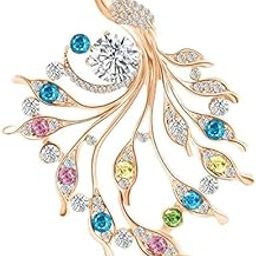 Sparkling Peacock Saree Brooch for Women Crystal Rhinestone Saree Pins for Dress, Blazer, Shawl, Brooch Pin Clothing Accessories Jewellery Gift for Women, Girls-image-20