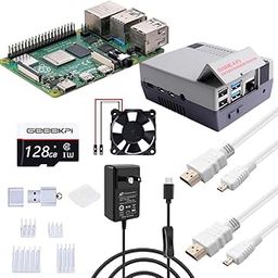GeeekPi Raspberry Pi 4 8GB Starter Kit - 128GB Edition, with Raspberry Pi 4 Case with Fan Heatsinks, Raspberry Pi 5V 3.6A Type C Power Supply with ON/Off Switch, 2PCS HDMI Cables-28