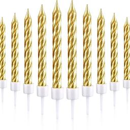 Party 24x7 10 pc Small Spiral Birthday Candle for Cake Decoration (Gold)-image-81