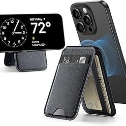 ESR Magnetic Wallet, Compatible with MagSafe Wallet, for iPhone Card Case with Adjustable Stand, for iPhone 15/14/13/12 Series, Not for iPhone 13/12 Mini, 3 Card Holder, Vegan Leather,Black-16