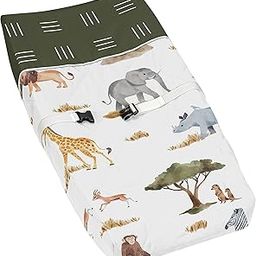 Sweet Jojo Designs Jungle Animals Boy Girl Baby Nursery Changing Pad Cover Hunter Green Yellow Grey Rust Orange Black White Wildlife Safari Animal Gray Elephant Giraffe Lion Monkey Leopard Cheetah-picture-11