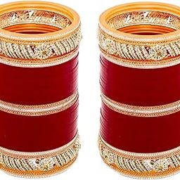 Bridal Bangle Set Wedding Punjabi Chuda Designer Chura CZ Stone Maroon Color Choora For Women (2145-M1C1-LJ121-M-PARENT)-image-33