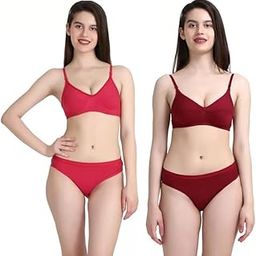 Pack of 2 Bra Panty Set for Women – Comfortable Innerwear for Daily Casual Wear Remdom Multicolors Lingeries Set-image-94