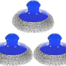 Stainless Steel Dish Scrubbers with Handle, Metal Scouring Pads, Blue Handle, 3 Pack-image-44