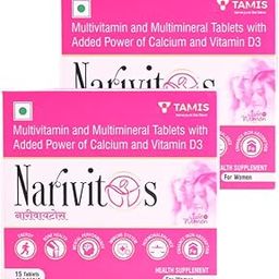 Narivitos Multivitamin & Multimineral Tablets with Calcium and Vitamin D3 for Women, 15 Tablets, Pack of 2-image-46