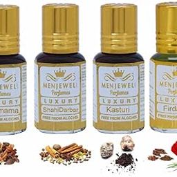Menjewell Fragrances Gift Pack of 4 Long Lasting Roll on Attar Perfumes (Shamama,Shahi Darbar,Kasturi,Firdaus)| Unisex Non-Alcoholic |12ML (4 * 3)-image-10