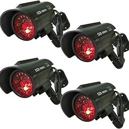 Yuarisx Solar Powered Dummy Security Camera with Simulated LED, Realistic Red Flashing Light and Security Warning Sticker, Indoor Outdoor Decal, 4 Pack-image-37