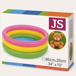 Inflatable Baby Pool, 86 cm x 25 cm, Rainbow Colours, 3-Ring Design-94