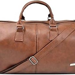 Zapper Vegan Leather Duffle Bag 31.75 L Stylish & Spacious, Adjustable Shoulder Strap, Weekender Premium Travel, Gym Bag Suitable for Men and Women (Brown)-image-21