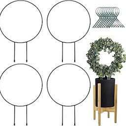LAVISH CRAFT Black Metal Plant Trellis Climbing Plants Iron Vine Stem Support Wire Plants Climbing Holder Rack Potted Plants Flowers Indoor Garden Decor Vertical Gardening Plant Support (4 Circles)-image-11