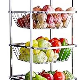LiMETRO STEEL Stainless Steel Fruit & Vegetable 4 Stand Kitchen Trolley | Vegetable, Fruit Basket for Storage | Onion potato rack (Mogra)-25