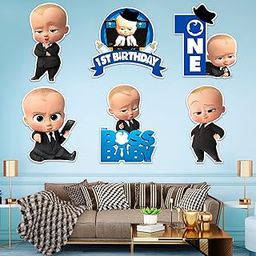Zyozique Boss Baby 1st Birthday Cardstock Cutout with Glue Dot for Kids Theme for Baby Shower 1st Birthday Decorations Supplies (Pack of 7)-picture-14