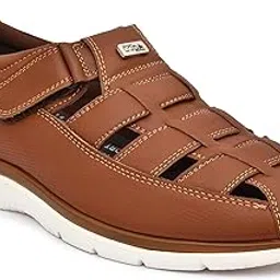 doda Men's Classic Genuine Leather Outdoor Adjustable Roman Sandals with Memory Foam-picture-47