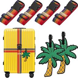 Luggage Straps for Suitcases TSA Approved with 2 Tags Set, Travel Luggage Identifiers for Suitcase 6Pack, 4 Rainbow Luggage Belts & 2 Silicone Tags-picture-21