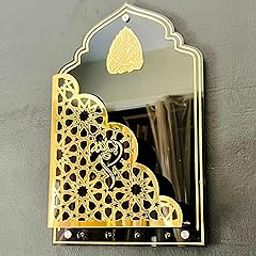 Arabic Style Quran Wall Shelf, Black & Gold Acrylic, 25cm x 41cm-image-28