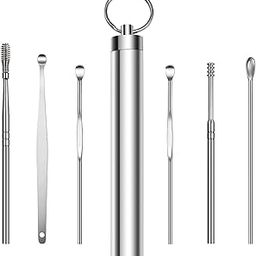 KYTRONIC 6 in 1 Ear Wax Cleaner set, Ear Wax Remover Stainless Steel Tool kit With Ear Pick Ear Wax Collector Spiral Ears Curette Cleaning Wax Pick Kit-image-93