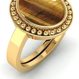 13.00 Ratti 12.00 Carat Natural Unheated Untreated Tiger's Eye Adjustable Gold Plated Ring Certified Stone for Men and Women-16