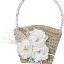 Flower Basket Pearl Handle Candy Gift Bag for Home Wedding Supplies Ceremony White Flower-20