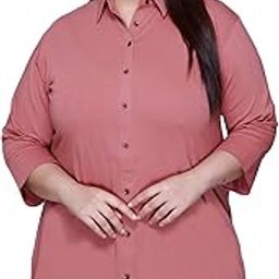 Women's Cotton Plus Size Office Wear Longline Solid Casual Shirt-image-16