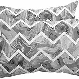 Anzona Pack of 2 Grey Marble Lumbar Pillow Covers, Outdoor Waterproof Throw Pillow Covers Set, Modern Abstract Art Aesthetics Geometric Decorative Cushion Case for Patio Beach, 12x20 Inch-1