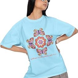 100% Cotton Loose Fit Drop Shoulder Printed Oversized Tshirts for Women-image-15