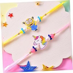 CraftVatika Rakhi for Kids | Rakhi Set of 2 for Brother and Girls,for Boy | Perfect Gift for Children with Rakshabandhan Greeting Card, Tilak Set,Home decor-13
