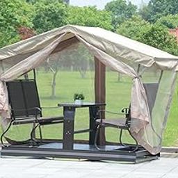 Invezo Garden Swing for Outdoor 3 Seater / 4 Seater Rocking Swing with Waterproof Canopy roof. Mesh Netting/Center Table - Heavy Duty Jhula for Terrace/Balcony/Adults (Khaki Color)-image-41