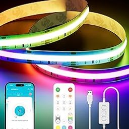 PAUTIX RGB Smart IC COB LED Strip Light 5V USB, Color Chasing UL Listed Multicolor Flexible Tape LED Strip Light 9.84ft/3m Compatible with Alexa/Google Assistant, for TV, Desk, Monitor DIY-picture-20
