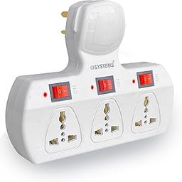 eSYSTEMS 3+3 Multi Plug Socket Adaptor with Individual Switches & Fuse Protection - Safe Power Extension Board for Home & Office (Cordless)-24