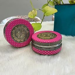 NAVRANG Handicraft Stainless Steel Container Box Storage Box/Chapati Box/Roti Box/Return Gifts Box/Laddu Box/Puri Dabba(Pack of 2, Pink)-image-67