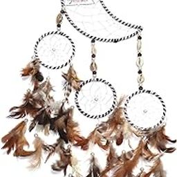 RPH Handicrafts Moon Shape Dream Catcher, Half Moon, Home Decor, Wall Hanging, Bedroom, Best for Gifts and Decoration 60x16cm (Natural 2)-image-54