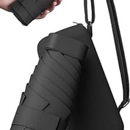 15cm Mini Umbrella for Rain and UPF 50+ Sun Protection - 90CM Open Diameter, Lightweight (225g) Compact Folding Umbrella for Women and Children, Travel Umbrella with Case, Black, One Size-image-36