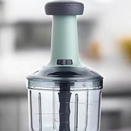 Manual Vegetable Chopper, 600ml Capacity, Push-Style with 5 Blades, Chop/Mince/Dice Functions, Mint Green-image-93
