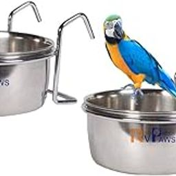 Water Food Bowl Bird Cage Cups, Stainless Steel Bird Hanging Bowl,Bird Feeding Dish Cups,Animal Cage Water Food Bowl,Holder Parrot Water Food Dish Feeder 250 Ml Pack Of 2,?10 cm,H_5 cm,W_10 cm-8