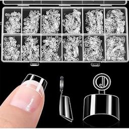 NPAH 600Pcs Short Square Nail Tips, Half Cover Square Acrylic Nails Tips Extra Short Clear Fake Nails Gel Nails 12Sizes for DIY Nail Salon (french soft gel nail tips, VL54C)-image-97