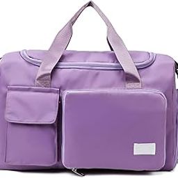 ™ Large Travel Duffel Bag for Women – Waterproof Nylon Overnight Gym Bag with Shoulder Strap, Shoe Compartment & Multiple Pockets – Lightweight Weekender Carry-On Luggage (Purple)-image-33