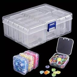 Plastic Organizer Boxes 14-Pack Folding Mini Storage Container Transparent Jewellery for Earrings, Rings, Necklace, Crafts, NailArt & DIY Accessories Multi Purpose Small Storage Case (Pack Of 1)-image-74