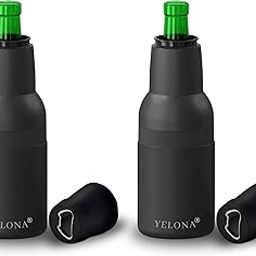 YELONA Frosty Beer Bottle/Can Cooler Insulated Stainless Steel with Bottle Opener for 330ml & 500ml Cans & 330ml Pints (Black-Pack of 2)-image-51
