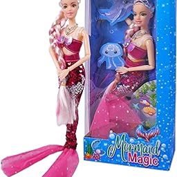 Toyshine Mermaid Magic Beautiful Doll with Long Baired Hair Pretend Play Toy for Kids 3+ Years - Meganta-image-24