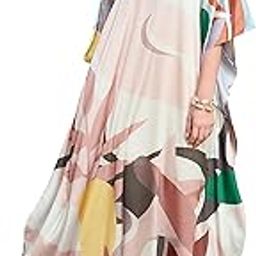 Soft Satin Kaftan with Digital Print and Hidden Adjustable Belt | Free Size [M-3XL] | Maxi Dress | Beach Wear | Kaftan Dress for Women-image-4