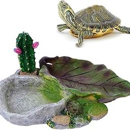 POPETPOP Hermit Crab Tank Terrarium Reptile Reptile Resin Corner Water Dish - Reptile Corner Bowl for Tortoise Lizard Bearded Dragon Frog Leopard Gecko Snake -25593 Turtle Water Bowl-image-85
