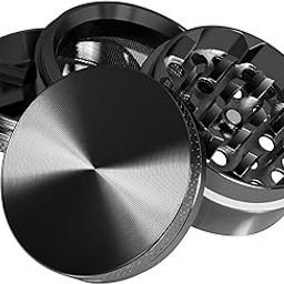 True Aluminium Herb Grinder/Crusher 50mm 4-Part Black (CNC)-image-19