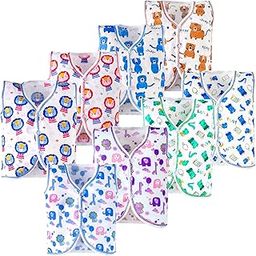 New Born Baby Clothes Set 0-3 Months - Newborn Baby Boys & Girls Clothes Sando Vest Front Open T-Shirt Casual Regular Fit and Sleepwear Multicolour Unisex-image-92